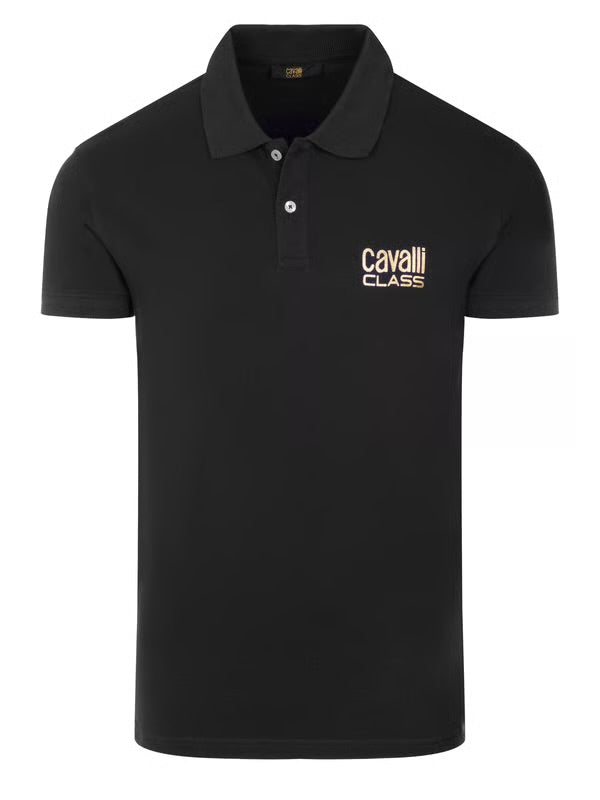 C.a.V-A.L.L.I C.L.A.S.S Black short sleeve polo shirt with lettering "C.a.v.a.l.l.i C.l.a.s.s"