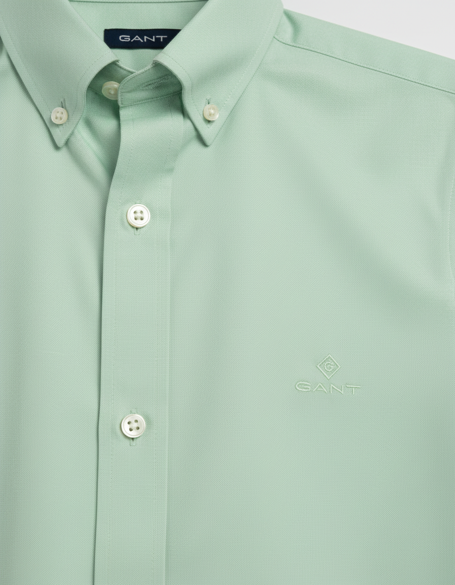 G.a.N-T Oxford Shirt With G Logo Regular Fit Shirt Light Green
