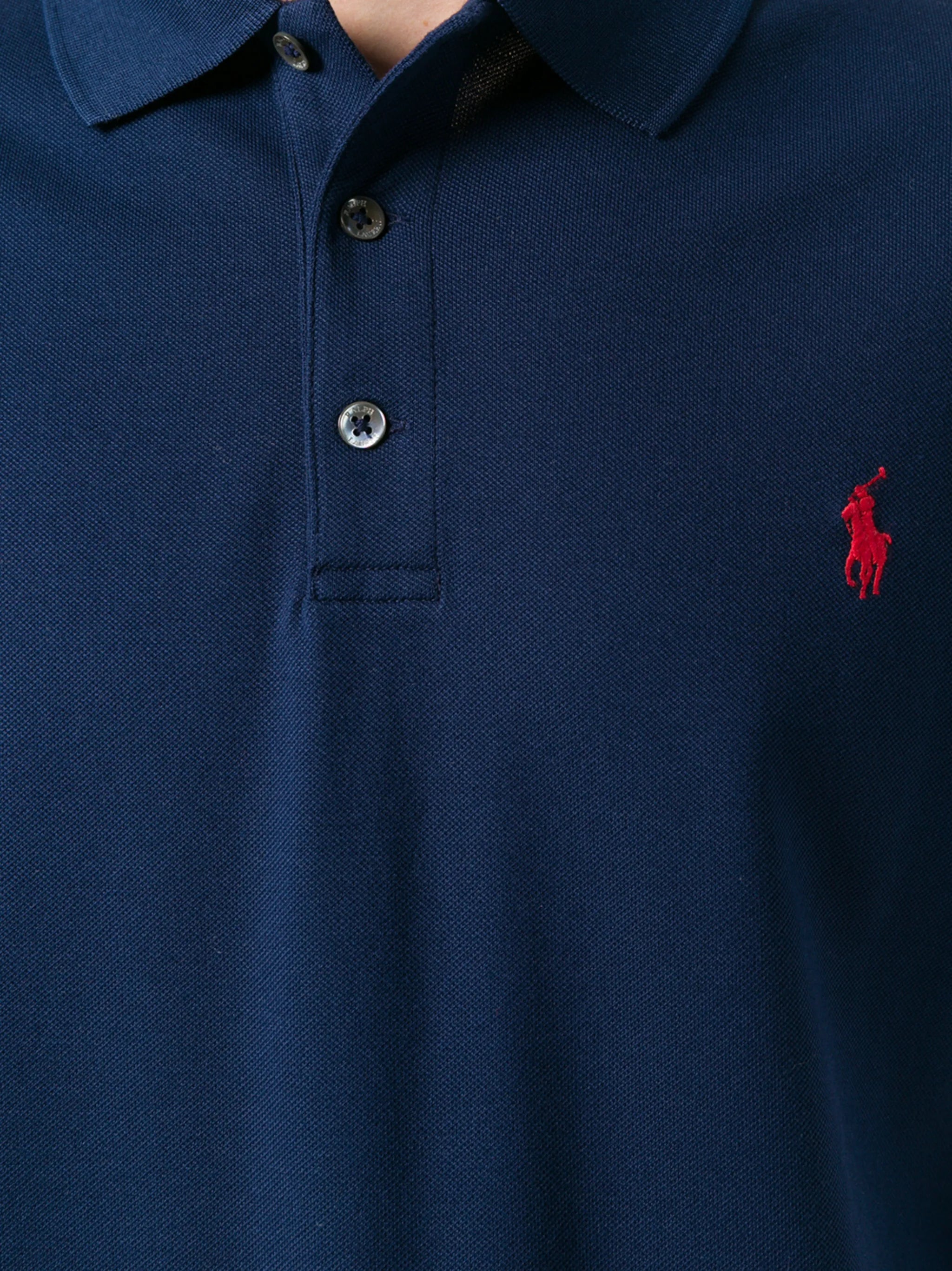P.o-L.O R.A-L.P.H L.A.U-R.E.N Mesh Polo Shirt Custom Slim Fit  Newport Navy/Red