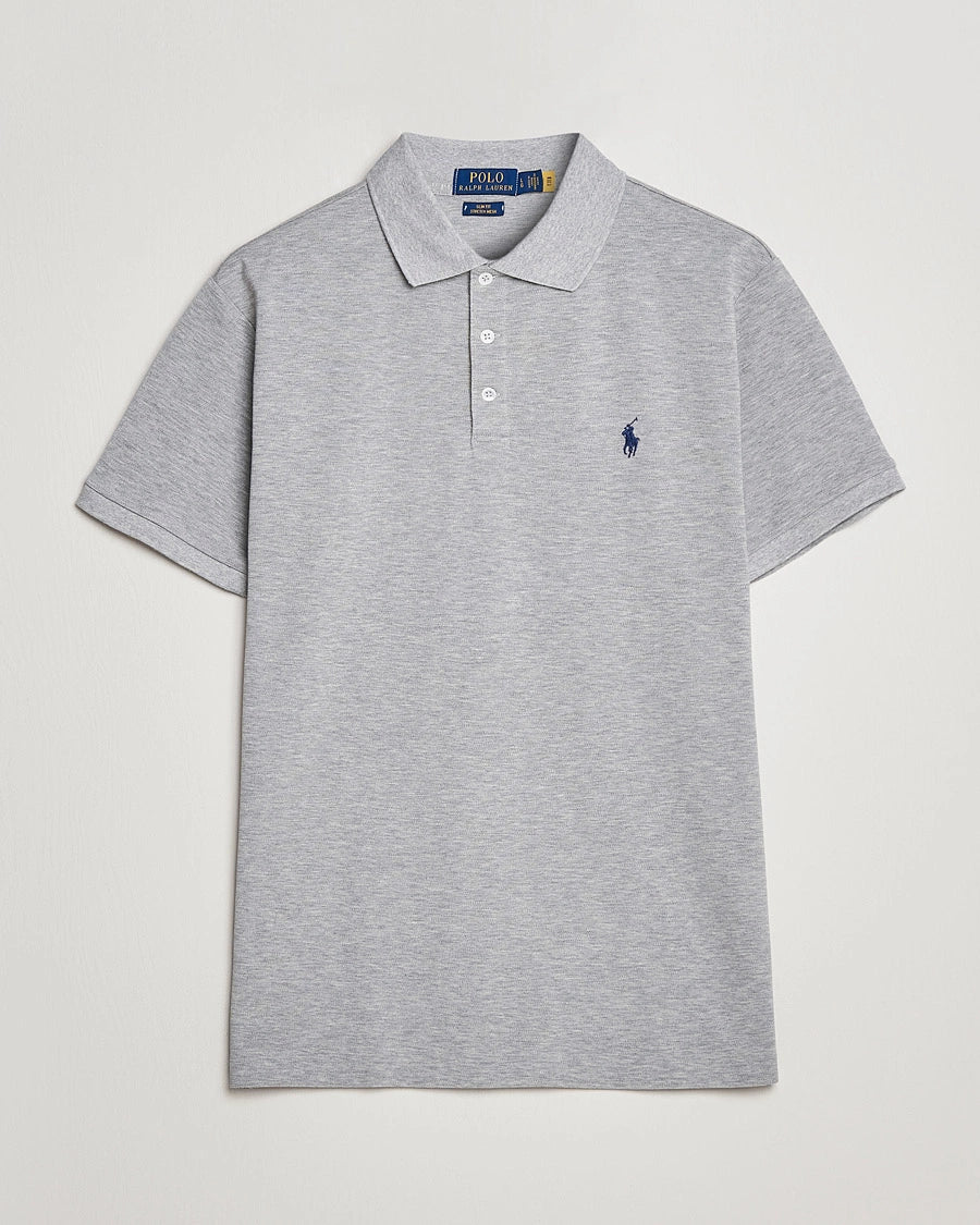 P.o-L.O R.A-L.P.H L.A.U-R.E.N Mesh Polo Shirt Custom Slim Fit  Newport Gray
