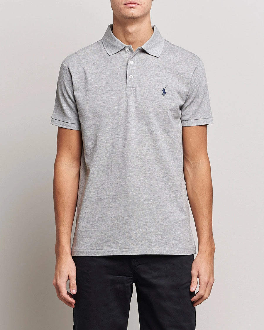 P.o-L.O R.A-L.P.H L.A.U-R.E.N Mesh Polo Shirt Custom Slim Fit  Newport Gray