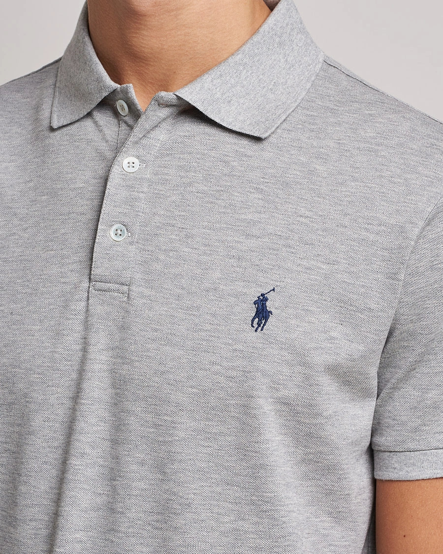 P.o-L.O R.A-L.P.H L.A.U-R.E.N Mesh Polo Shirt Custom Slim Fit  Newport Gray
