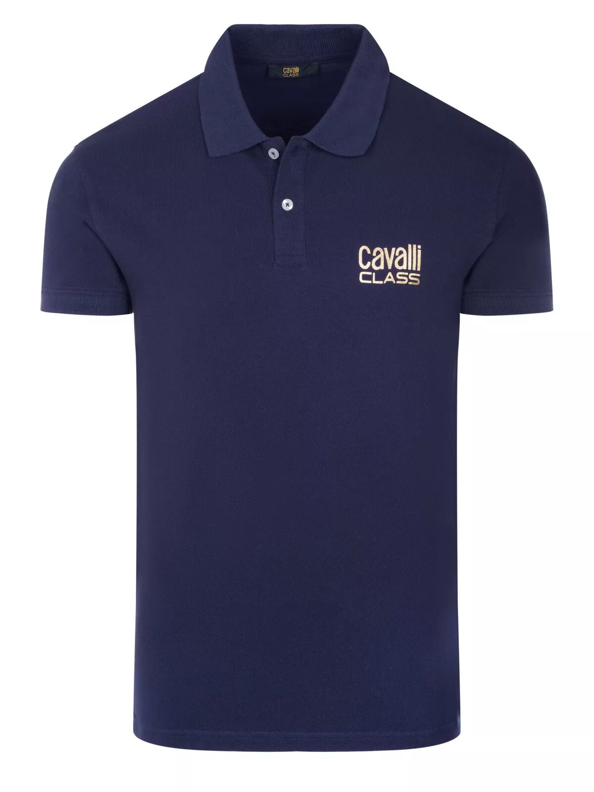 C.a.V-A.L.L.I C.L.A.S.S Dark Blue short sleeve polo shirt with lettering "C.a.v.a.l.l.i C.l.a.s.s"