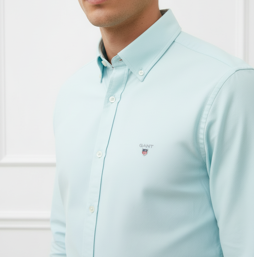 G.a.N-T Oxford Shirt Regular Fit Long Sleeves Sky Blue