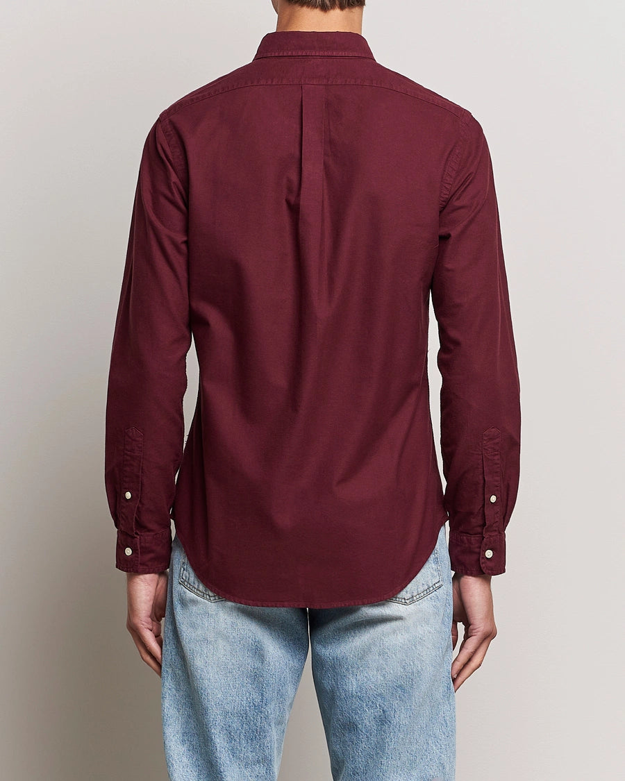 P.o-L.O R.A-L.P.H L.A.U-R.E.N Garment-Dyed Oxford Shirt Custom Fit Burgundy