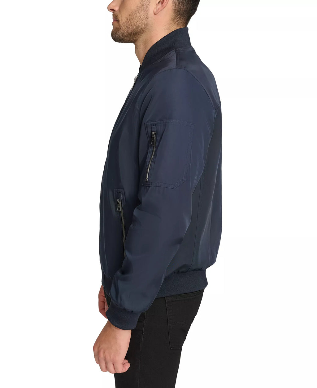C.a.L.V-I.N. K.L.E.I.N Solid-Color Zipper Flight Jacket True Navy