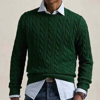 P.o-L.O R.A-L.P.H L.A.U-R.E.N Cable-Knit Cotton Jumper Dark Green Custom Slim Fit
