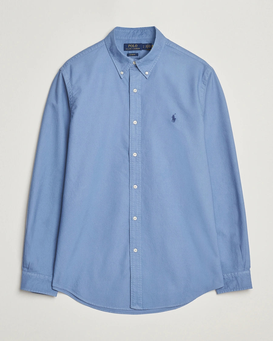 P.o-L.O R.A-L.P.H L.A.U-R.E.N Garment-Dyed Oxford Shirt Custom Fit Bastille Blue
