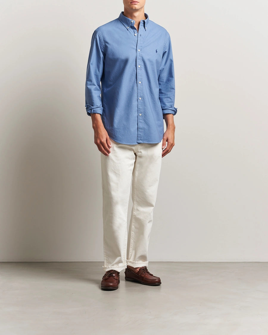 P.o-L.O R.A-L.P.H L.A.U-R.E.N Garment-Dyed Oxford Shirt Custom Fit Bastille Blue