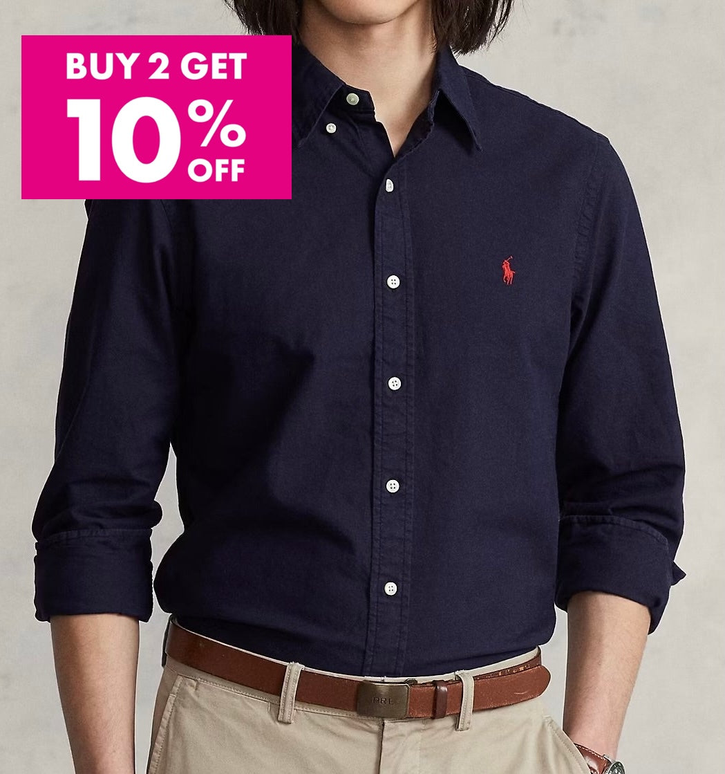P.O.L.O R.A.L.P.H L.A.U.R.E.N Garment-Dyed Oxford Shirt Custom Fit RL Navy