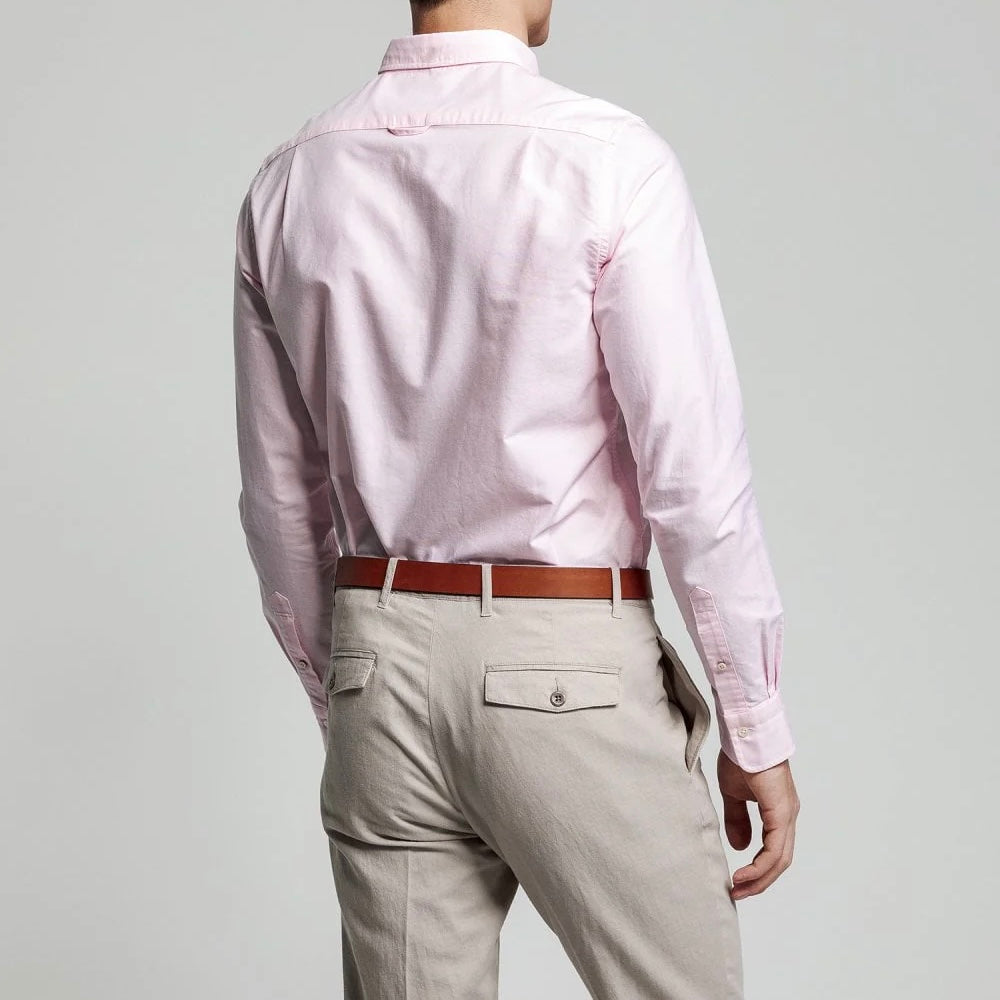 G.a.N-T. Regular Fit Shirt Long Sleeves Light Pink - logo on chest