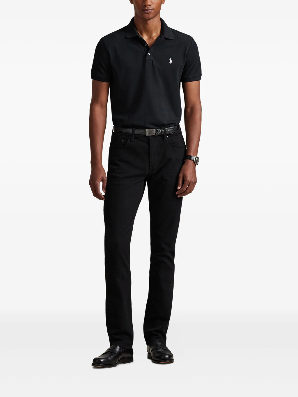 P.o-L.O R.A-L.P.H L.A.U-R.E.N The Iconic Mesh Polo Shirt Custom Slim Fit Black/White