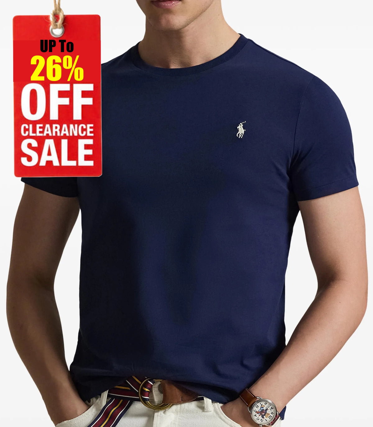 P.o-L.O R.A-L.P.H L.A.U-R.E.N Jersey Crewneck Custom Slim Fit T-Shirt Navy