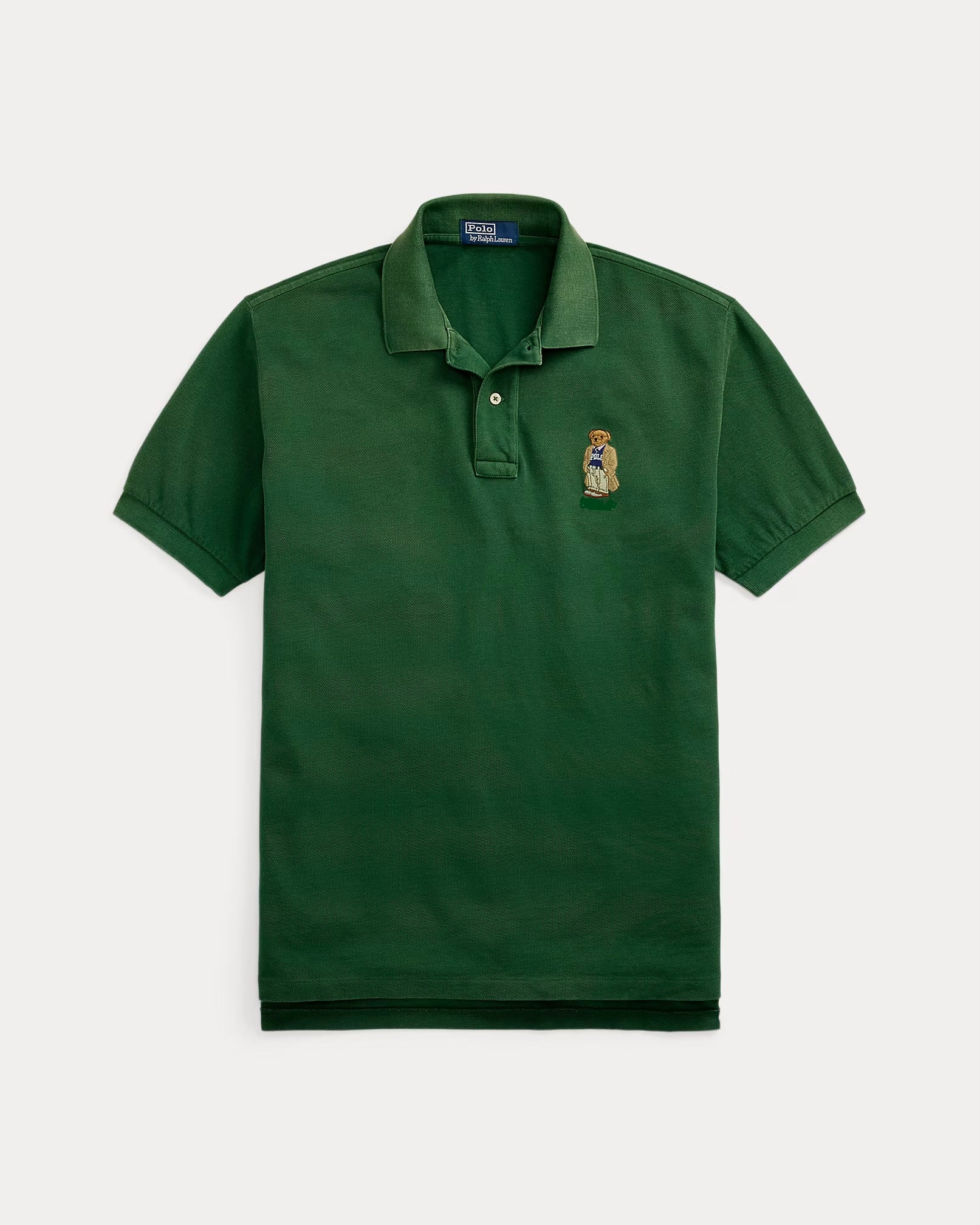 P.o-L.O R.A-L.P.H L.A.U-R.E.N Custom Fit Polo Bear Mesh Polo Shirt Green