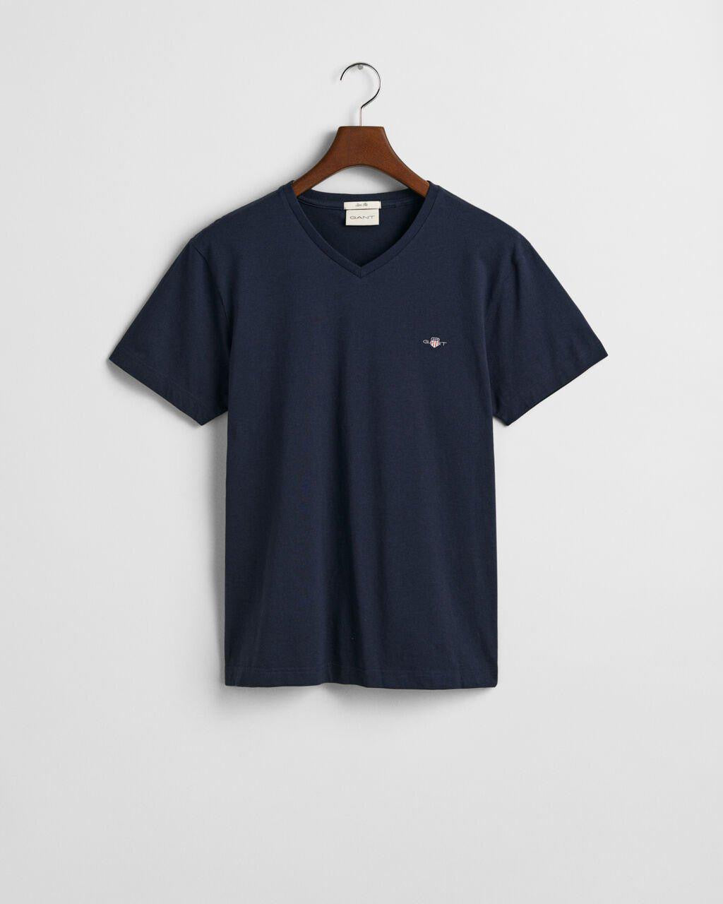 G.a.N_T NAVY Original Slim Fit V-Neck T-Shirt