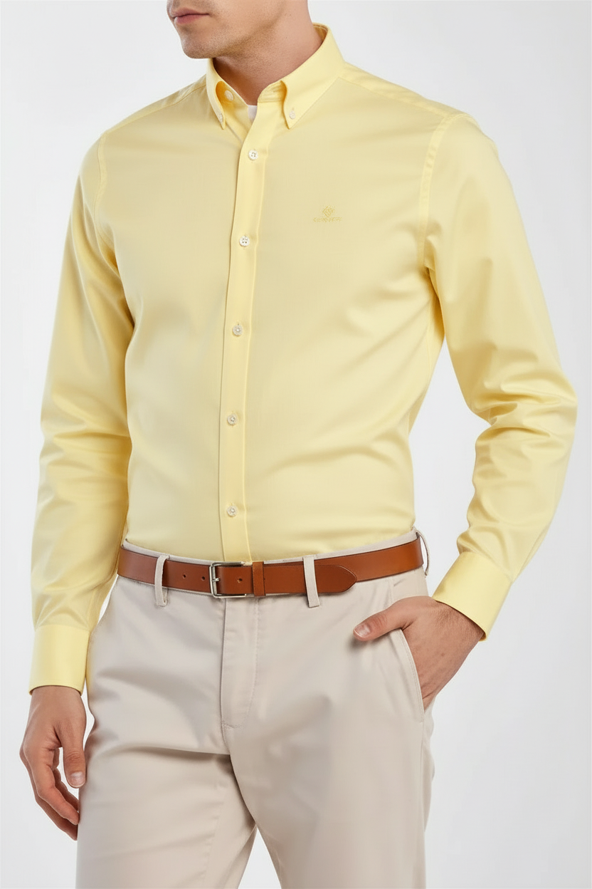 G.a.N-T Oxford Shirt With G Logo Regular Fit Shirt Light Yellow