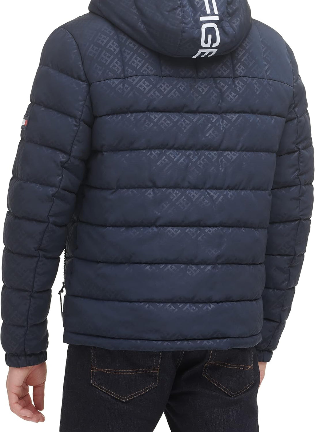 T.O.m-M.y H.I.L.F.I.G.E.R Midweight Sherpa Lined TH monogram Hooded Water Resistant Puffer Jacket Blue