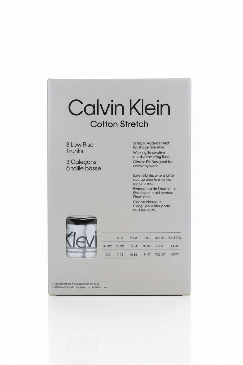 C.a.L.V-I.N. K.L.E.I.N. Cotton Stretch Low Rise Trunks 3-Pack Boxer (Multicolor)