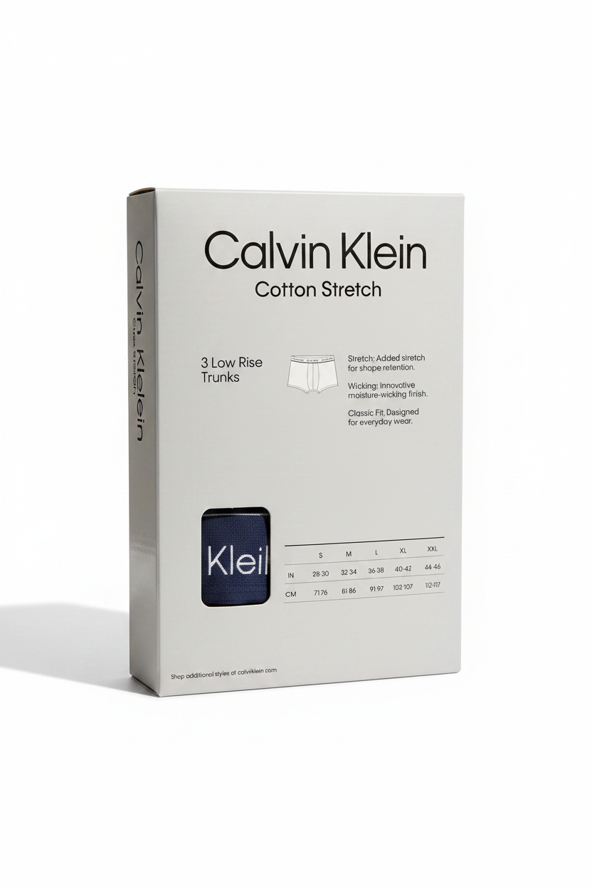 C.a.L.V-I.N. K.L.E.I.N. Cotton Stretch Low Rise Trunks 3-Pack Boxer (Multicolor)