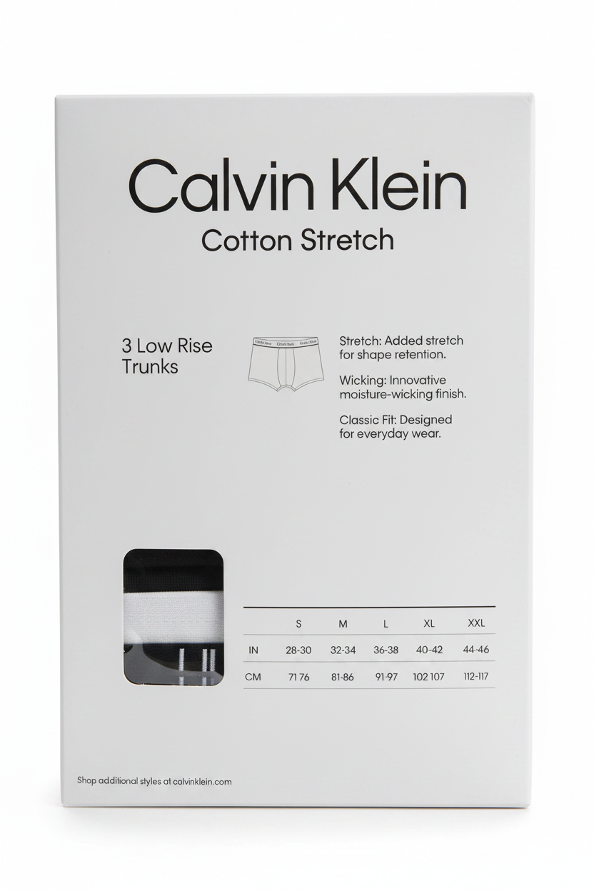C.a.L.V-I.N. K.L.E.I.N. Cotton Stretch Low Rise Trunks 3-Pack Boxer (Multicolor)