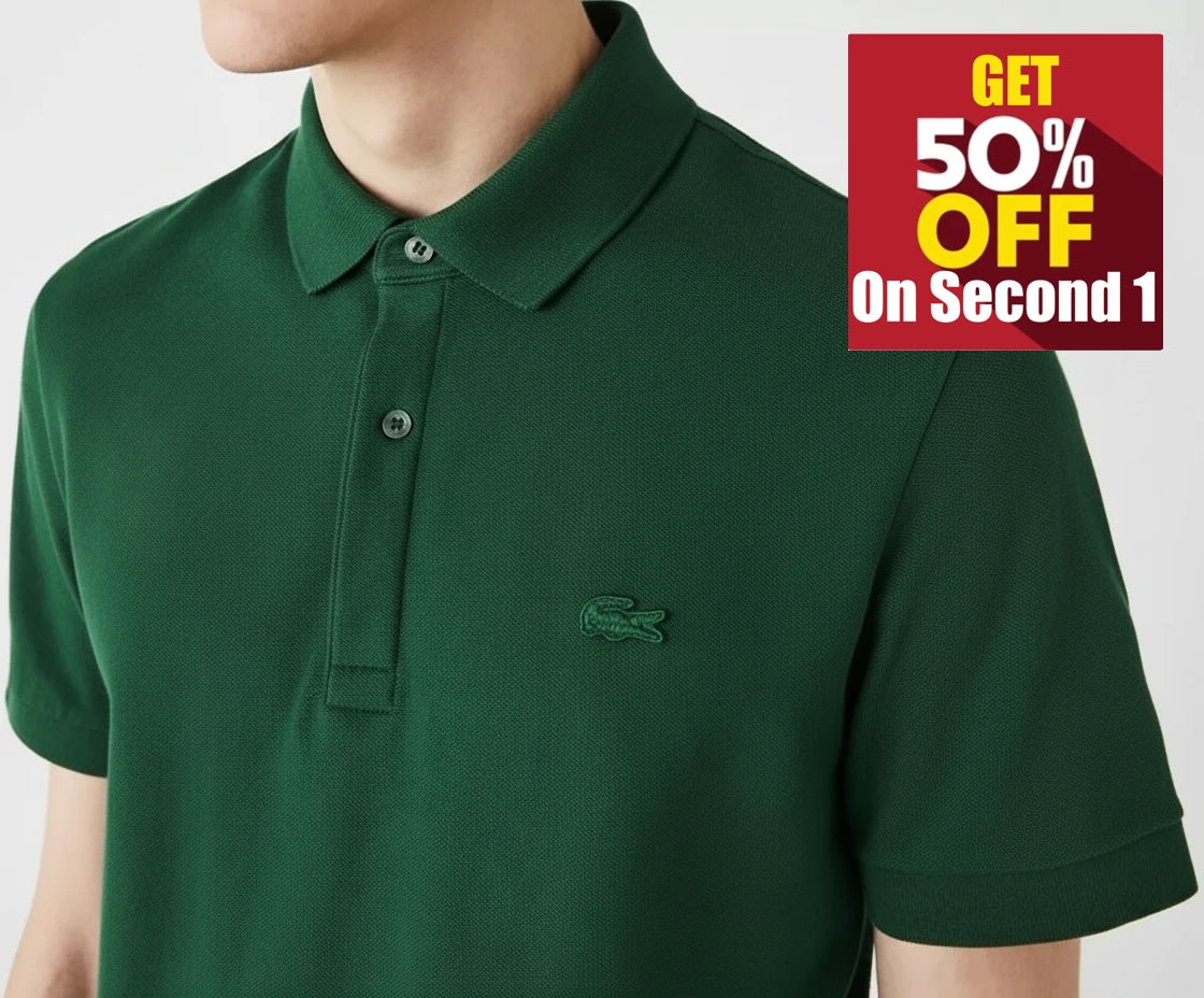 L.a.C.O-S.T.E. P.O.L.O. shirt Slim Fit Paris Stretch Pique Polo Shirt Green