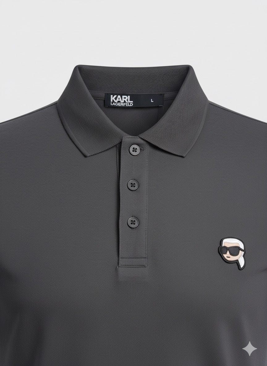 K.a.R.L L.A.G.E.R.F.E.L.D Logo Gray Polo Shirt