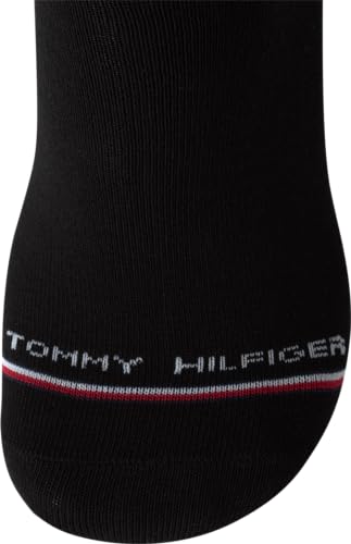 T.o.m.m.y H.i.l.f.i.g.e.r Cotton Cushion Quarter Cut Socks Pack of 3 Black With T.o.m.m.y H.i.l.f.i.g.e.r letting from front and  with TH logo from the side