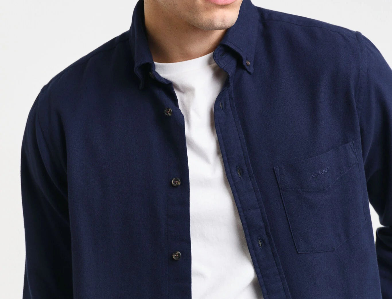 G.a-n.t Reg Herringbone Flannel Shirt blue Marine