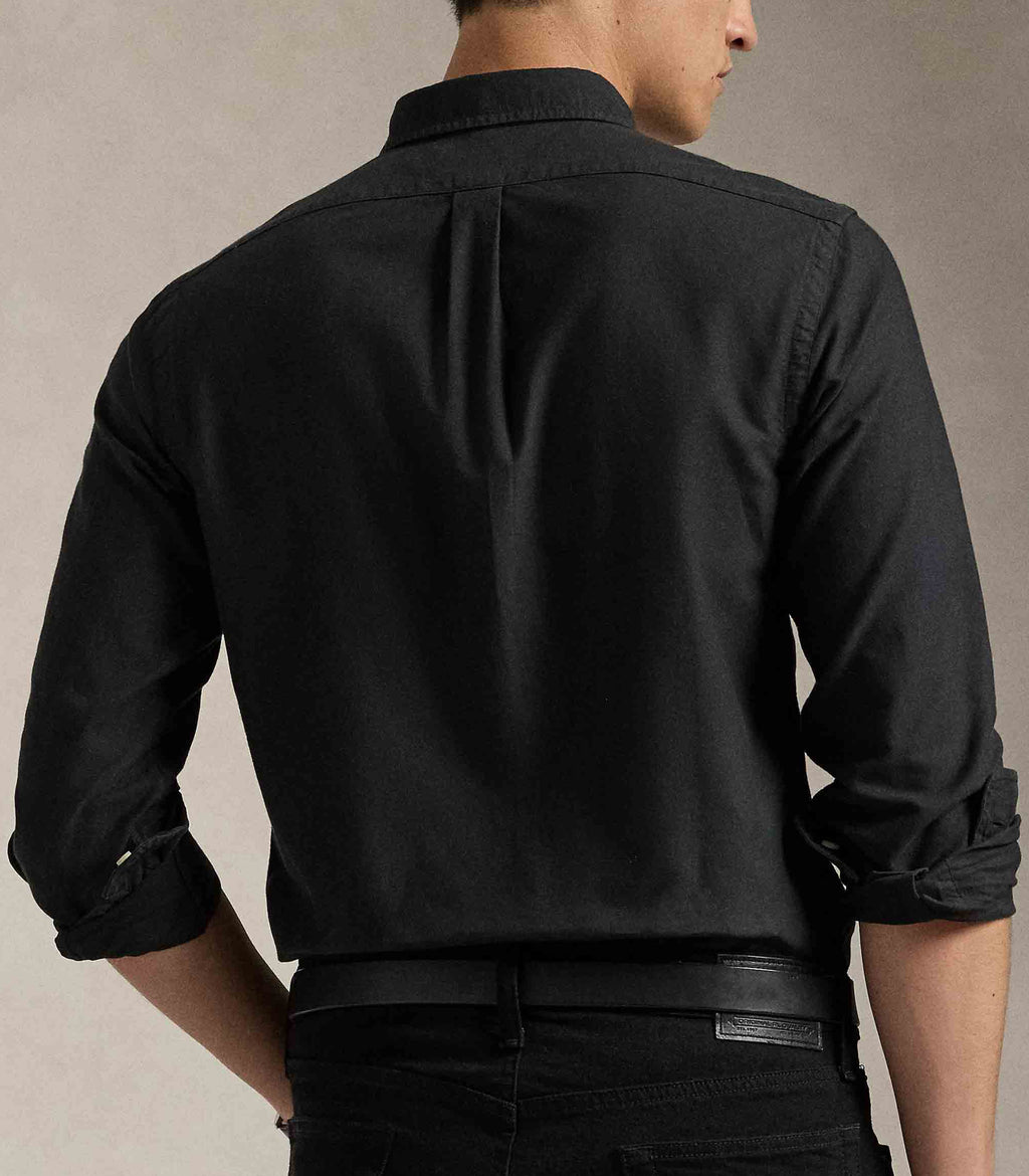 P.o-L.O R.A-L.P.H L.A.U-R.E.N Garment-Dyed Oxford Shirt Custom Fit Black