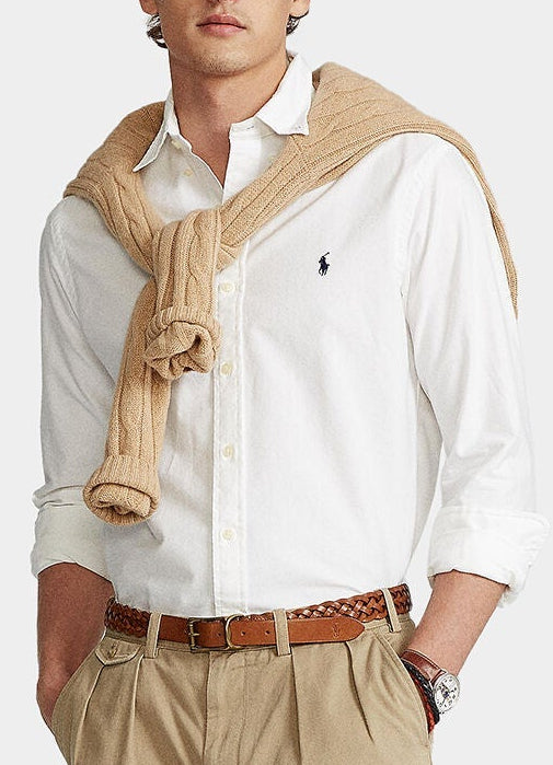 P.o-L.O R.A-L.P.H L.A.U-R.E.N Garment-Dyed Oxford Shirt Custom Fit White