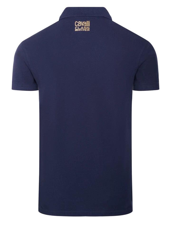 C.a.V-A.L.L.I C.L.A.S.S Dark Blue short sleeve polo shirt with lettering "C.a.v.a.l.l.i C.l.a.s.s"
