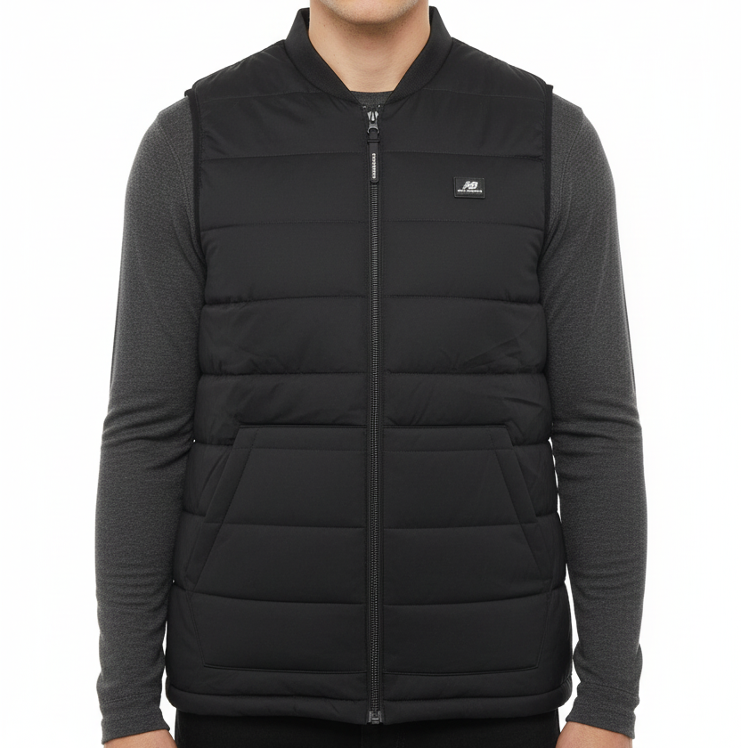 N.e.w B.a.l.a.n.c.e Black Puffer Tech Vest Quilted Comfort Black Puffer Full Zip with Pockets