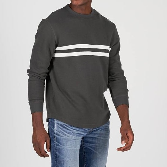 A.M.E.R.I.C.A.N E.A.G.L.E Super Soft Long-Sleeve Thermal Striped Gray