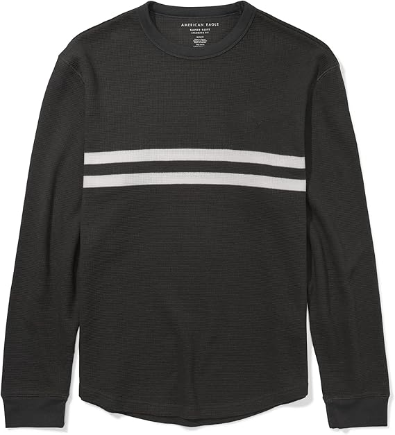 A.M.E.R.I.C.A.N E.A.G.L.E Super Soft Long-Sleeve Thermal Striped Gray