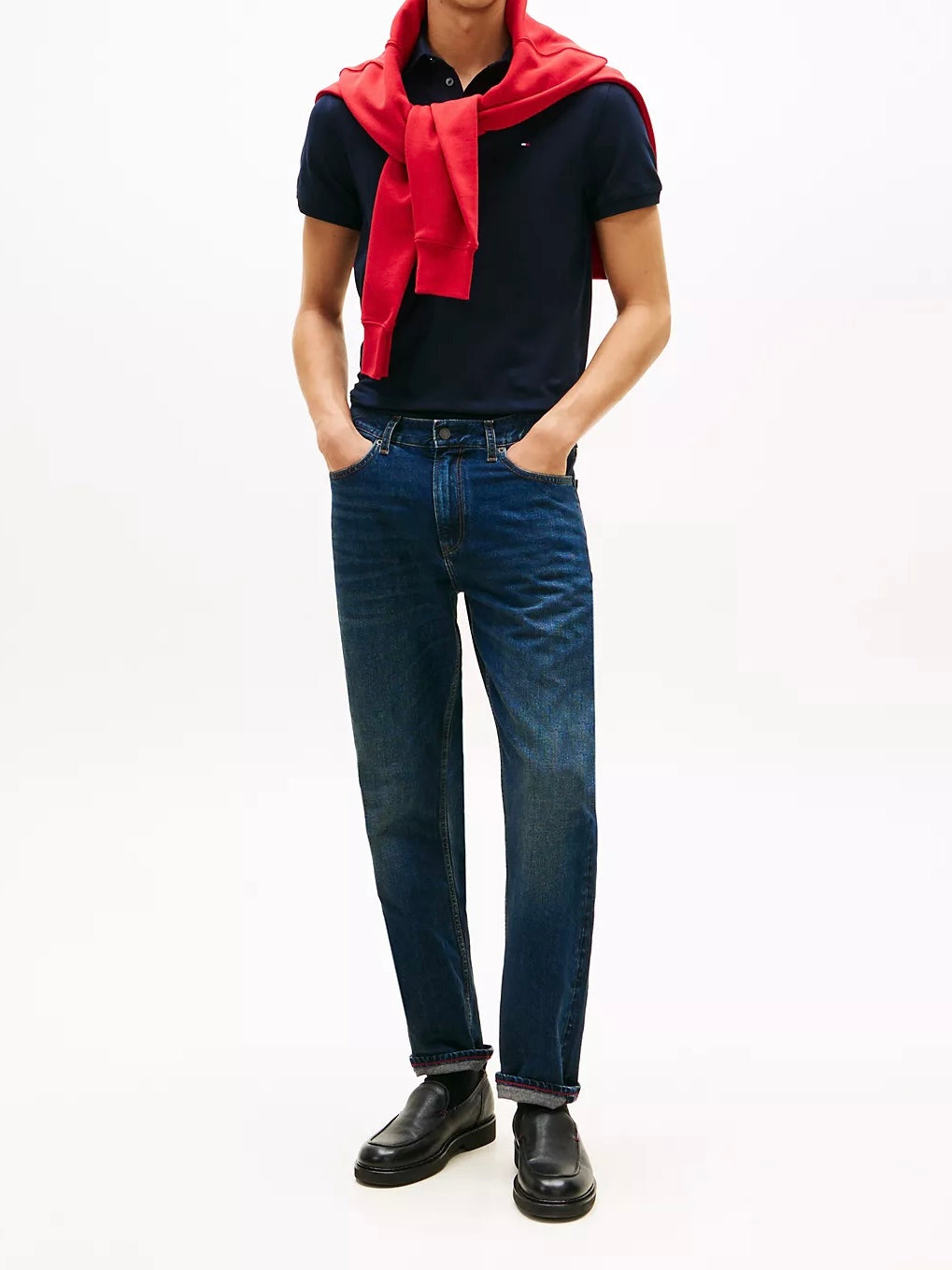 T.O.m-M.y H.I.L.F.I.G.E.R Polo THE ORIGINAL FITTED PIQUE SS RUGGER Navy