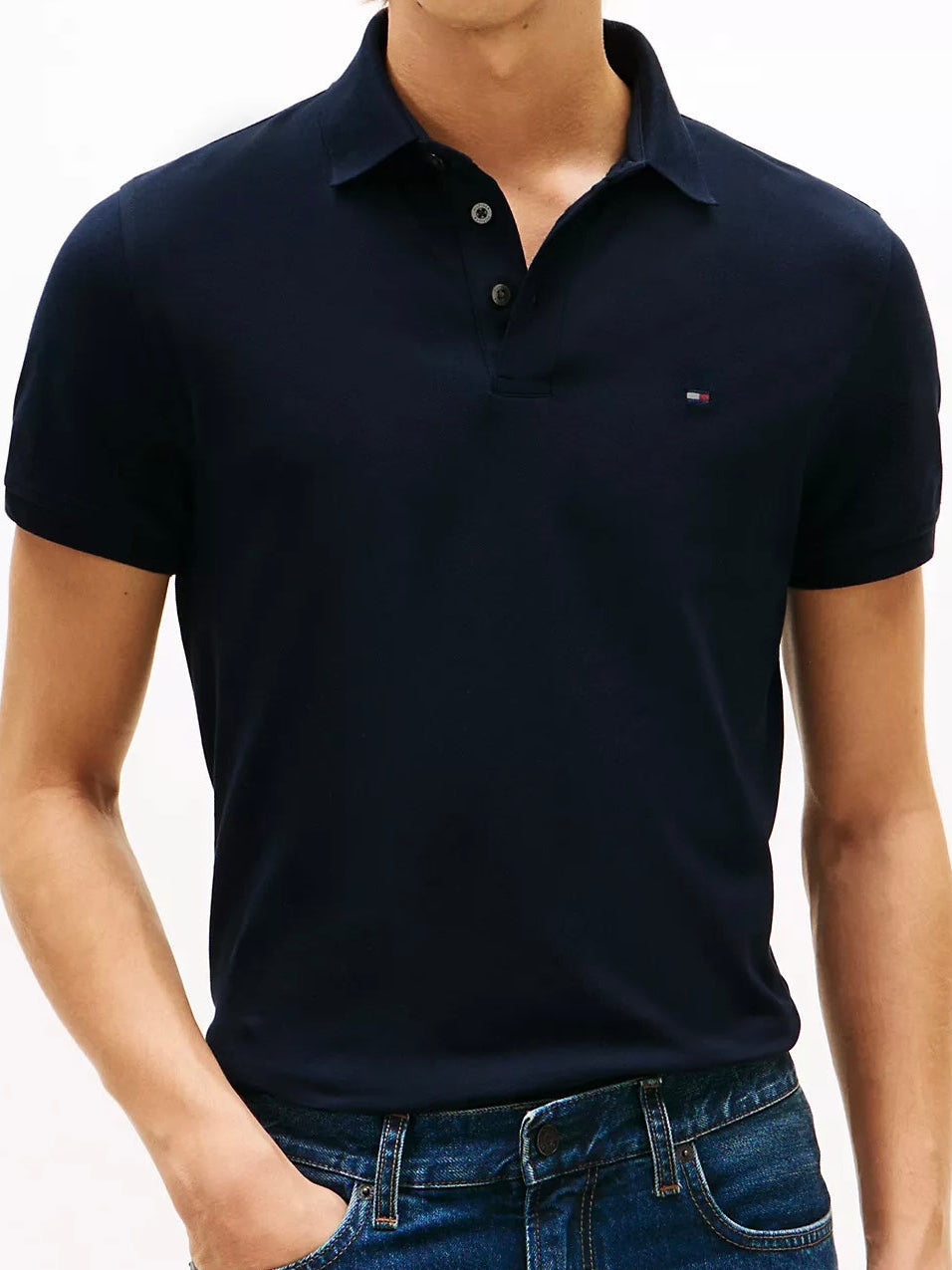 T.O.m-M.y H.I.L.F.I.G.E.R Polo THE ORIGINAL FITTED PIQUE SS RUGGER Navy