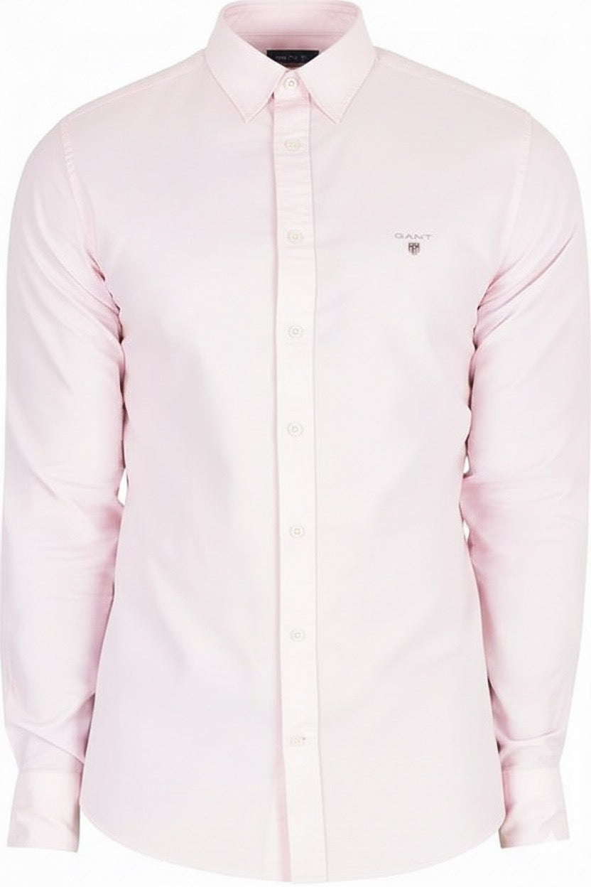 G.a.N-T. Regular Fit Shirt Long Sleeves Light Pink - logo on chest
