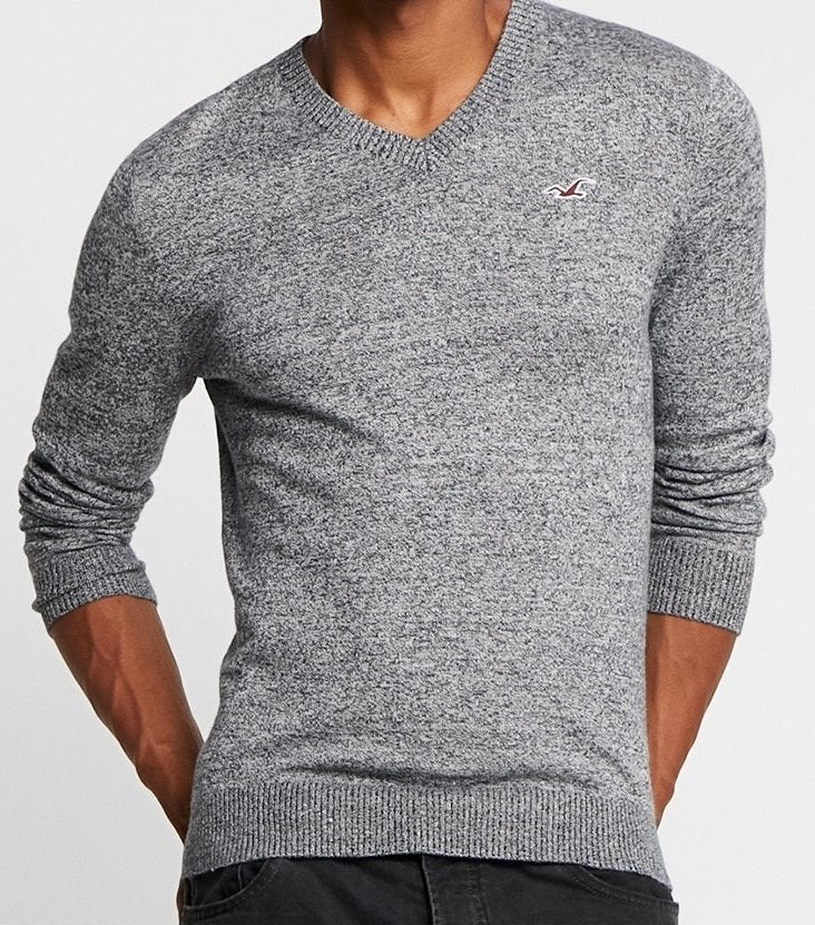 H.o.l.l.i.s.t.e.r Classic Long Sleeve V-Neck Knit grey