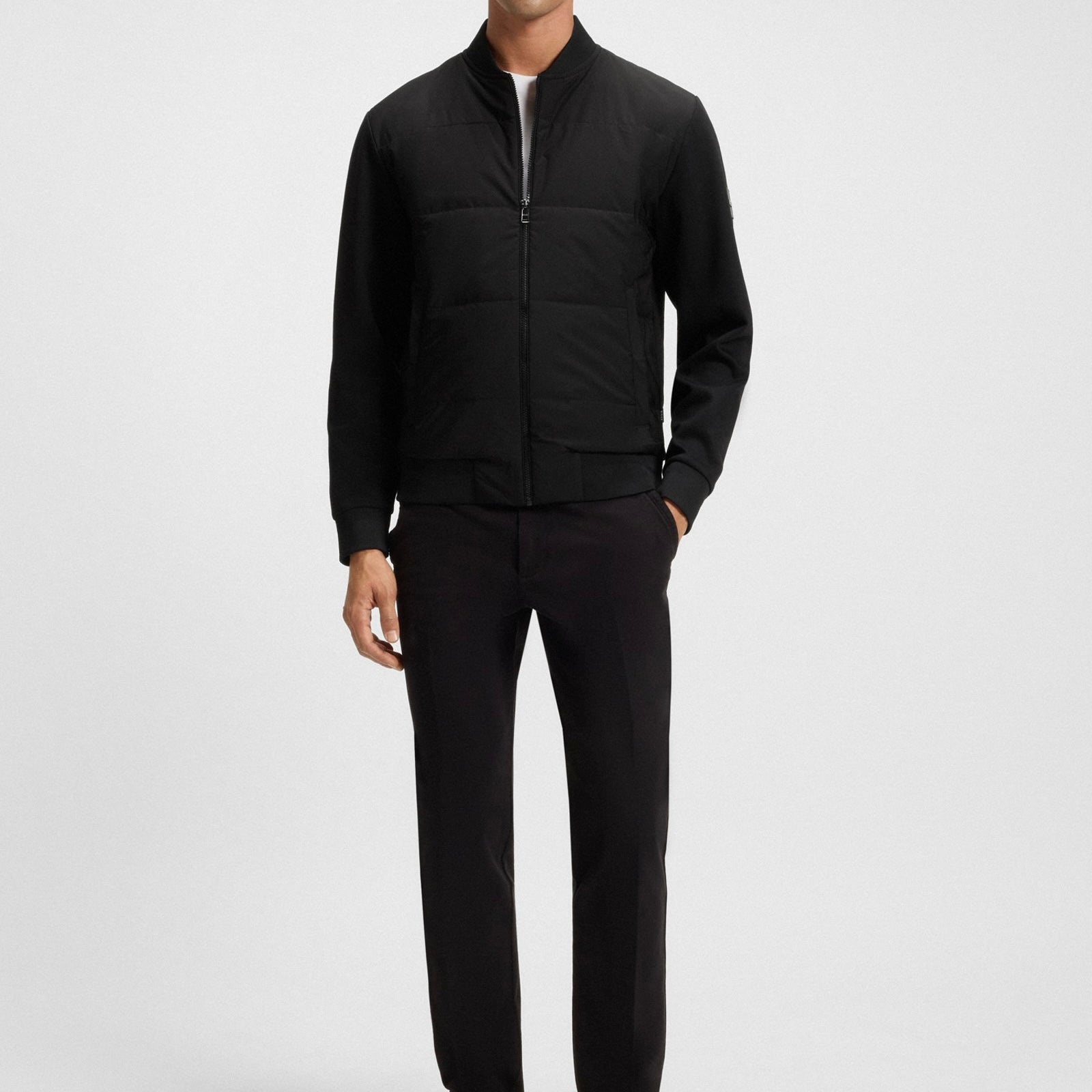 B.O.S.S ZIP-UP SWEATSHIRT WITH PADDED FRONT Black