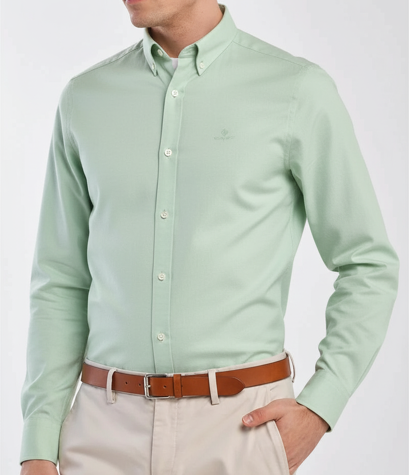 G.a.N-T Oxford Shirt With G Logo Regular Fit Shirt Light Green