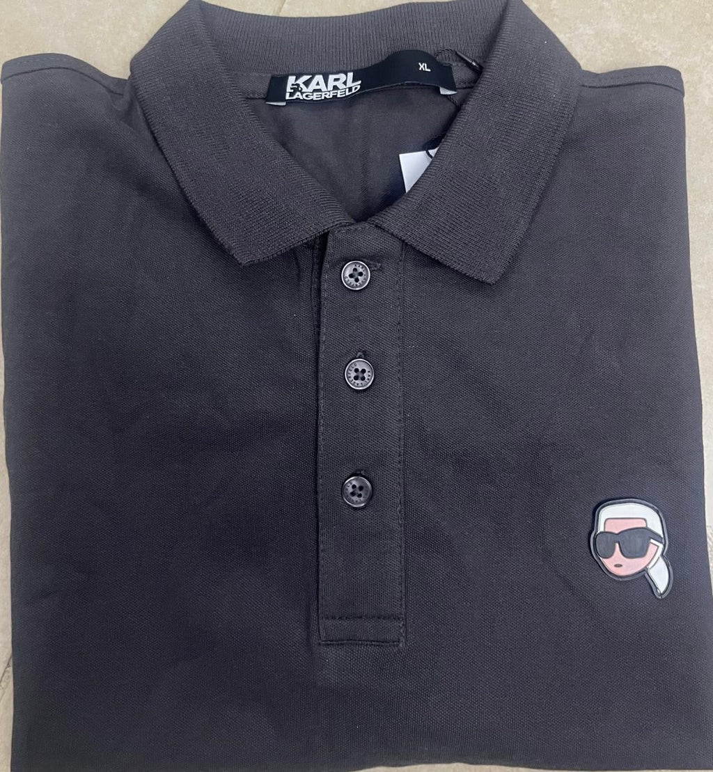 K.a.R.L L.A.G.E.R.F.E.L.D Logo Gray Polo Shirt