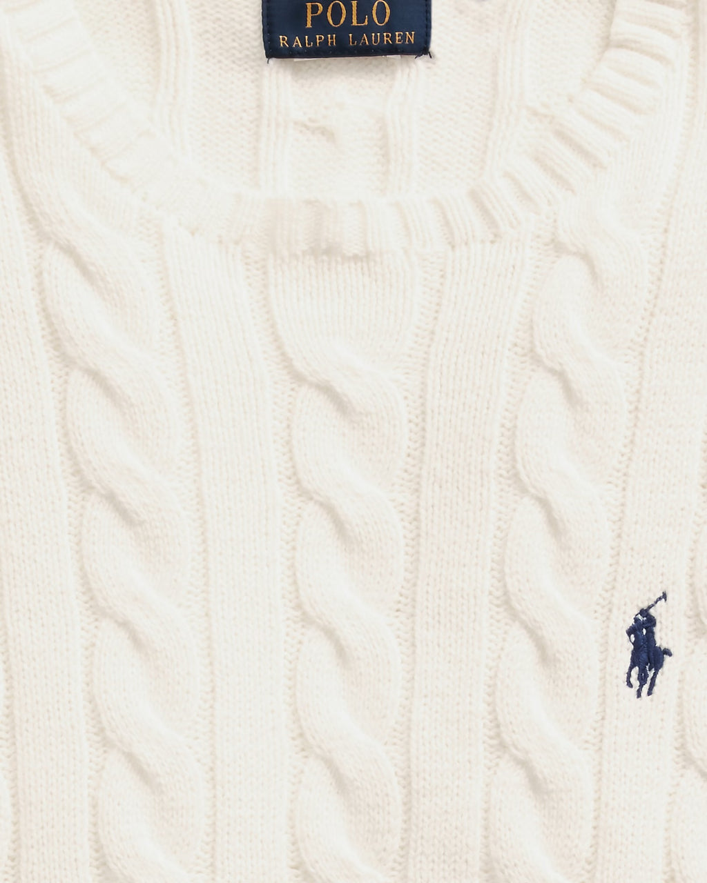 P.o-L.O R.A-L.P.H L.A.U-R.E.N Cable-Knit Cotton Jumper Andover Cream Custom Slim Fit