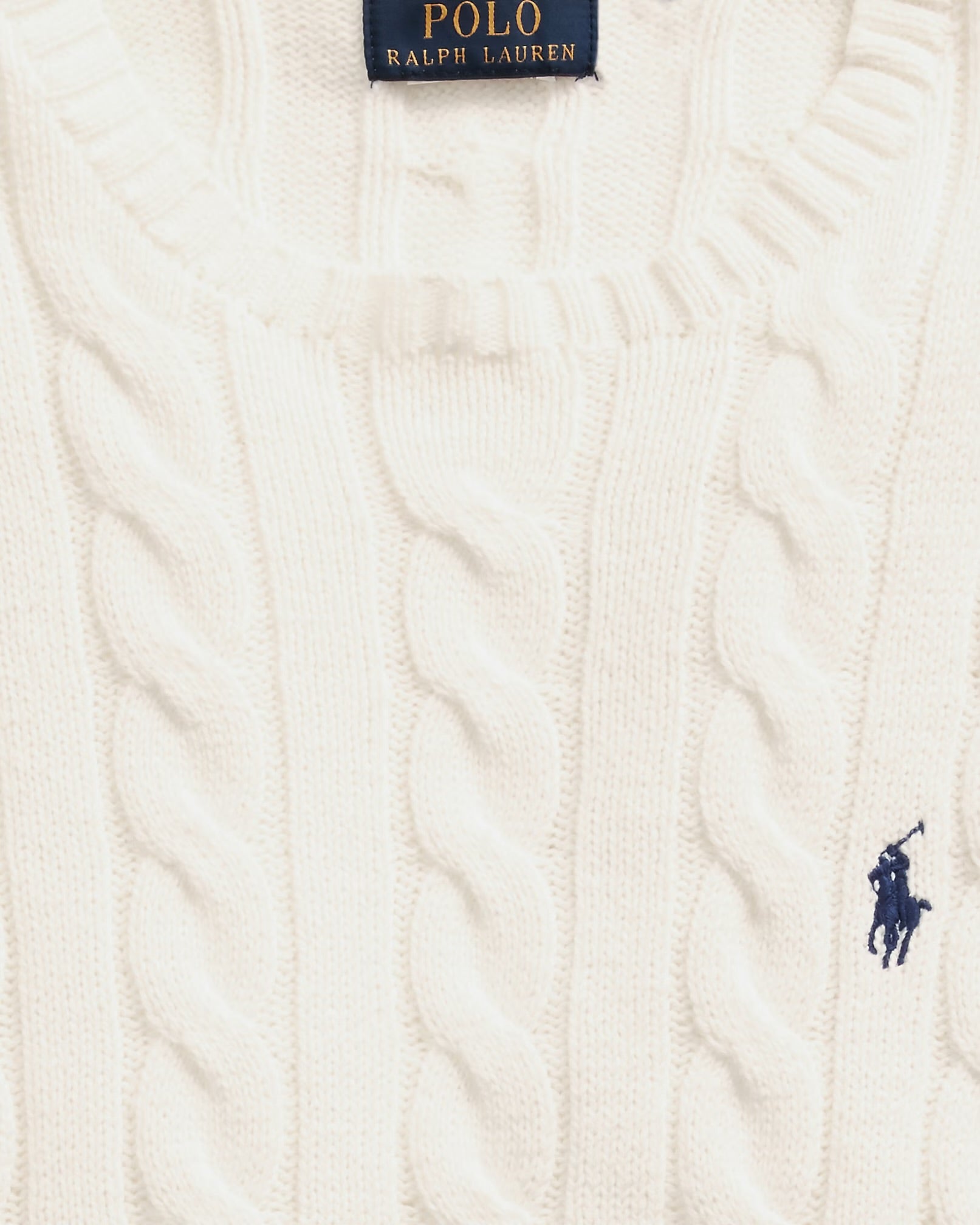 P.o-L.O R.A-L.P.H L.A.U-R.E.N Cable-Knit Cotton Jumper Andover Cream Custom Slim Fit