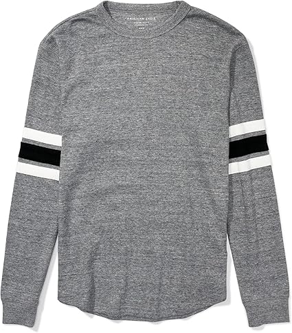 A.M.E.R.I.C.A.N E.A.G.L.E Super Soft Long-Sleeve Thermal Striped Gray