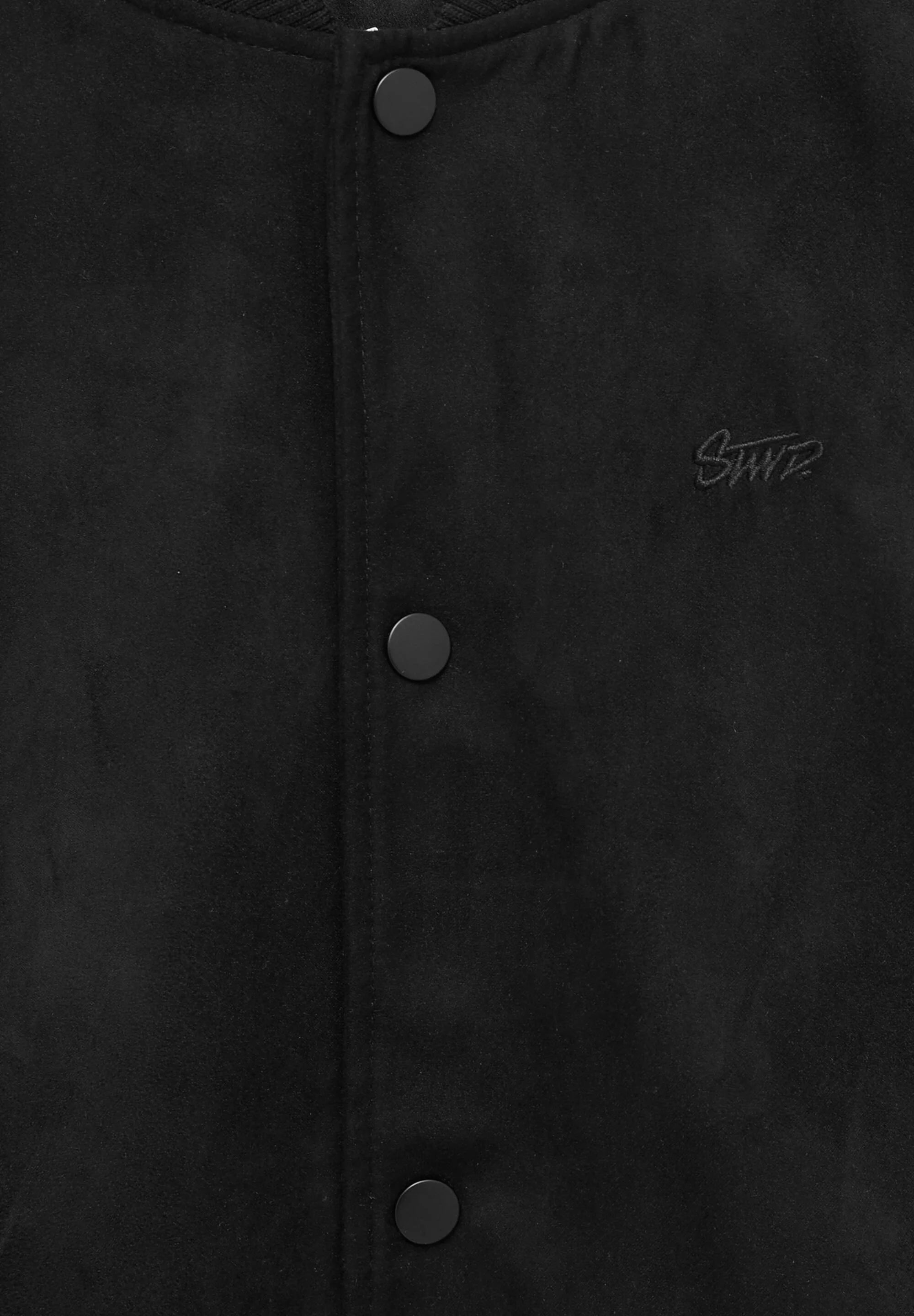 P.U.L.L & B.E.A.R STWD varsity suede bomber in black