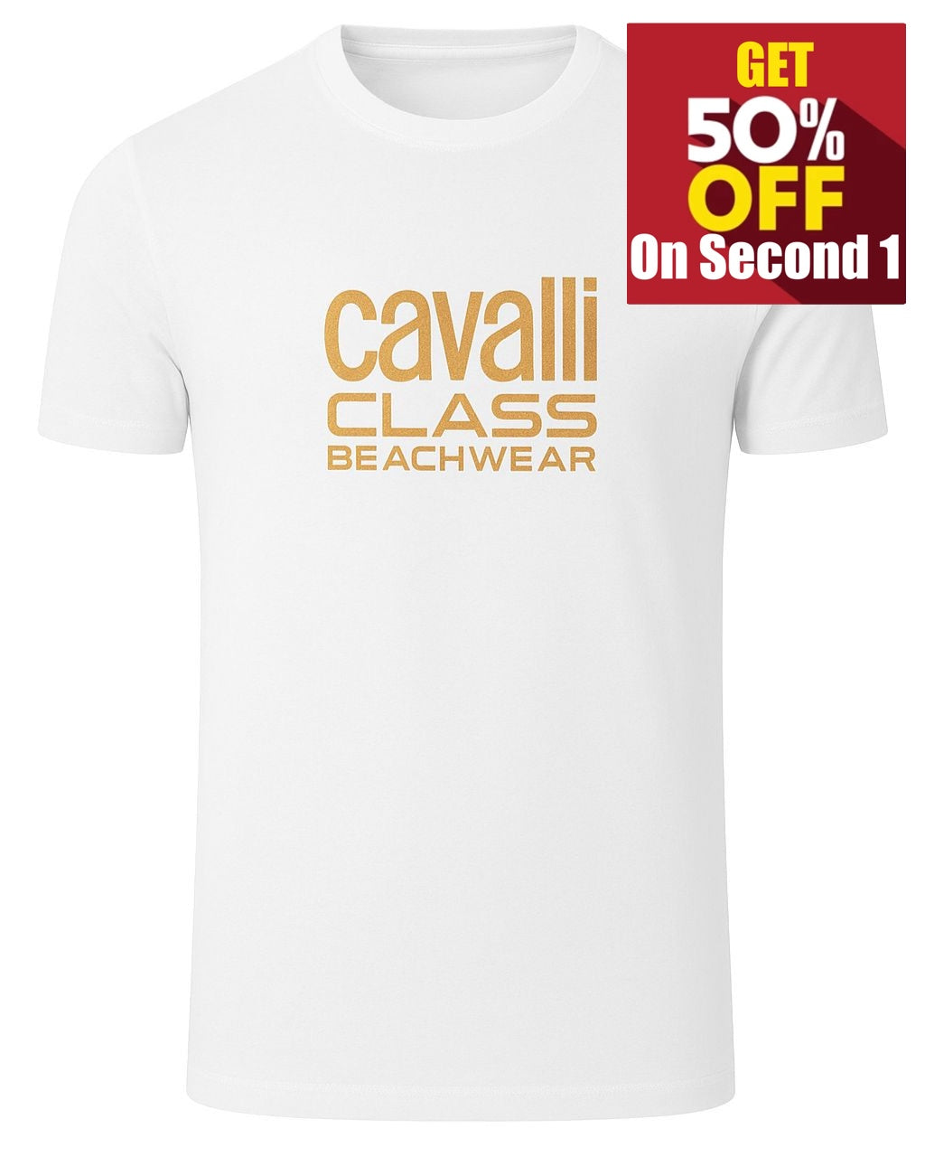 C.A.V-A.L.L.I C.L.A.S.S White T-shirt Gold