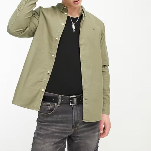 All Saints Hermosa Ram Skull Dusty Green Shirt Original Egypt