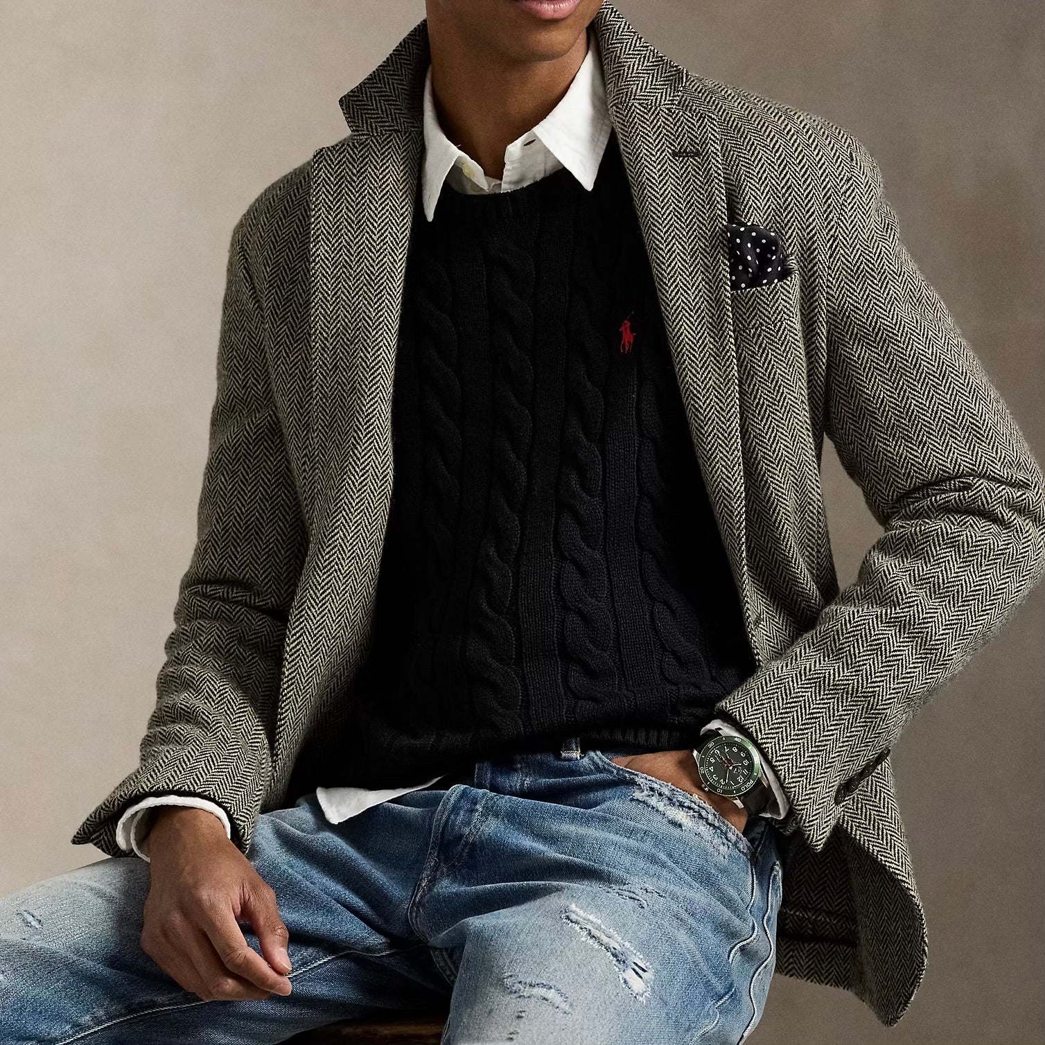 P.o-L.O R.A-L.P.H L.A.U-R.E.N Cable-Knit Cotton Jumper Black Custom Slim Fit