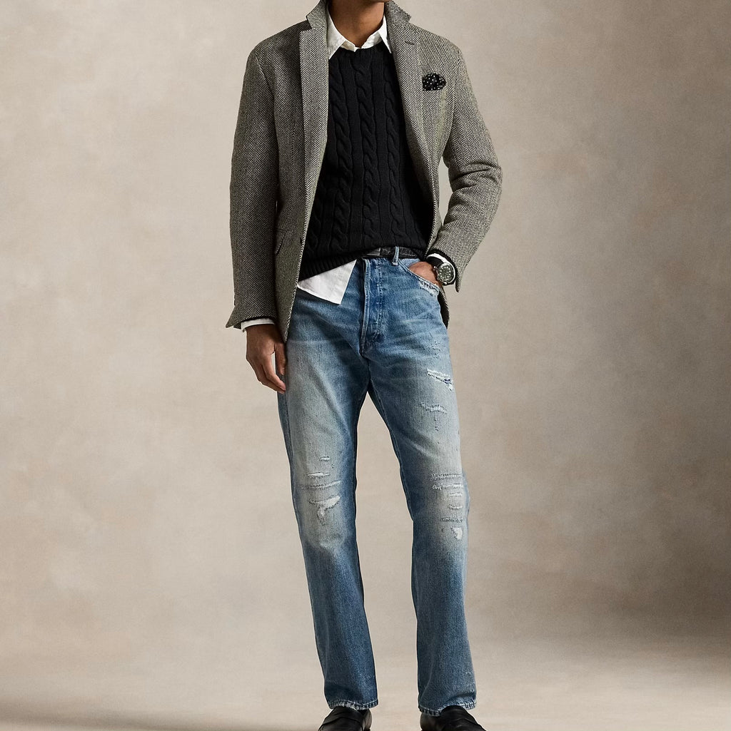 P.o-L.O R.A-L.P.H L.A.U-R.E.N Cable-Knit Cotton Jumper Black Custom Slim Fit