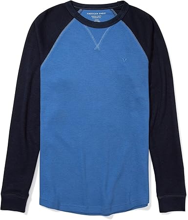 A.M.E.R.I.C.A.N E.A.G.L.E Super Soft Long-Sleeve Thermal Striped Blue